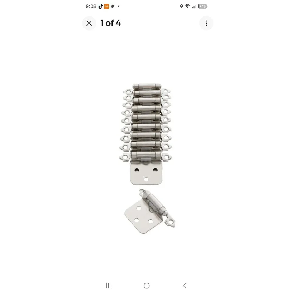 10 Pack Style Selections Flush Self-Closing Cabinet Hinges Satin Nickel